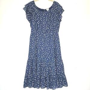 J. Crew floral midi dress. Size 8. Boho / peasant vibe. Blue. Flutter sleeves.